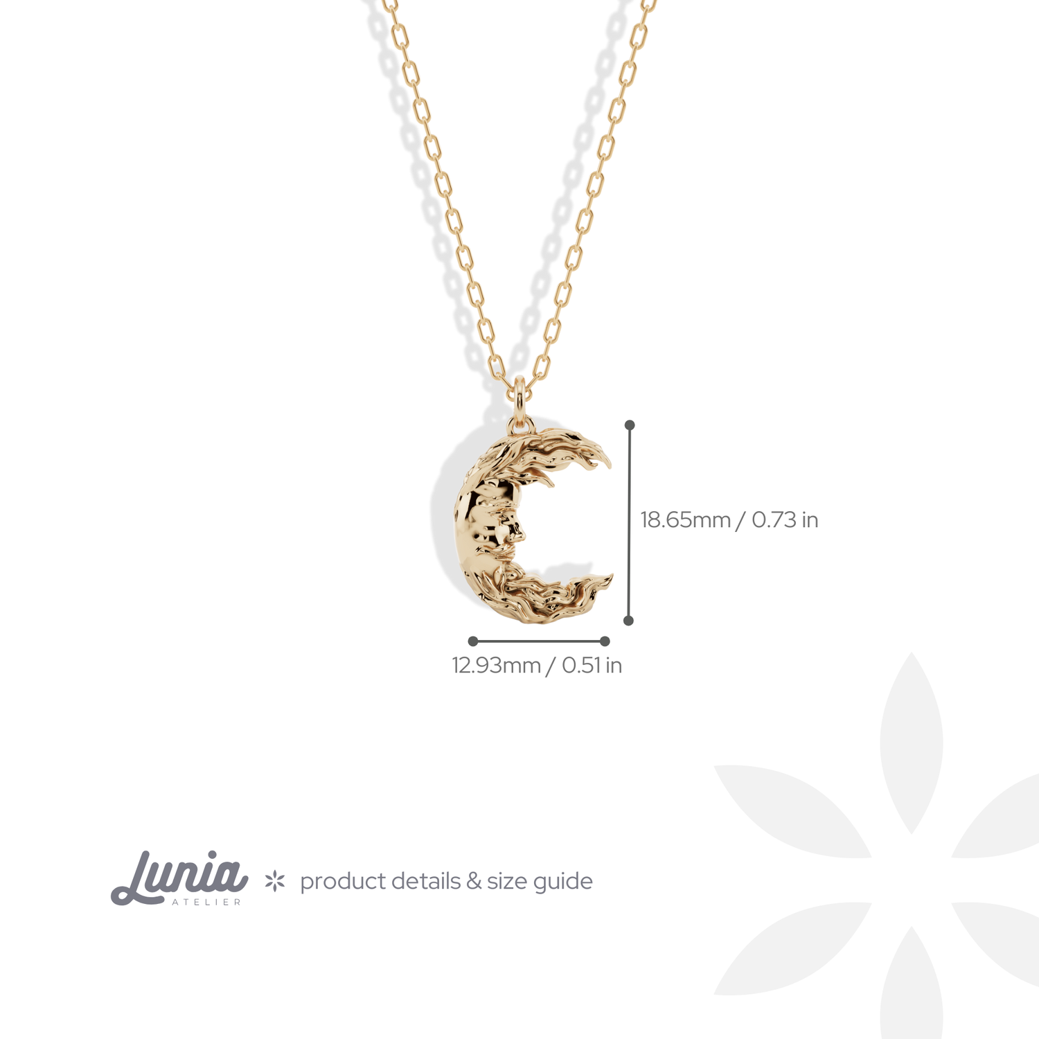 Moon Man Pendant Necklace 14K Gold / Silver