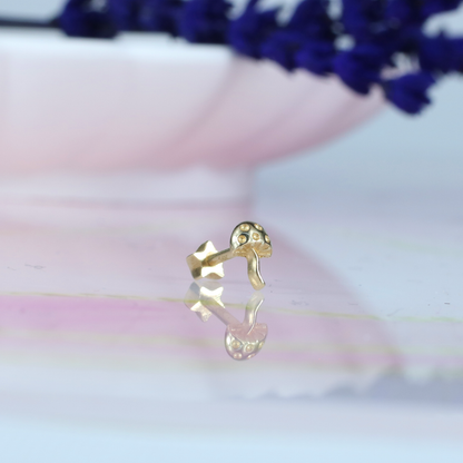 Mushroom Flatback Ear Piercing 14K Gold