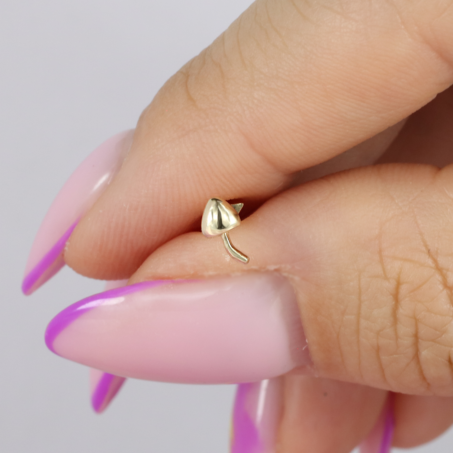 Mushroom Flatback Ear Piercing 14K Gold