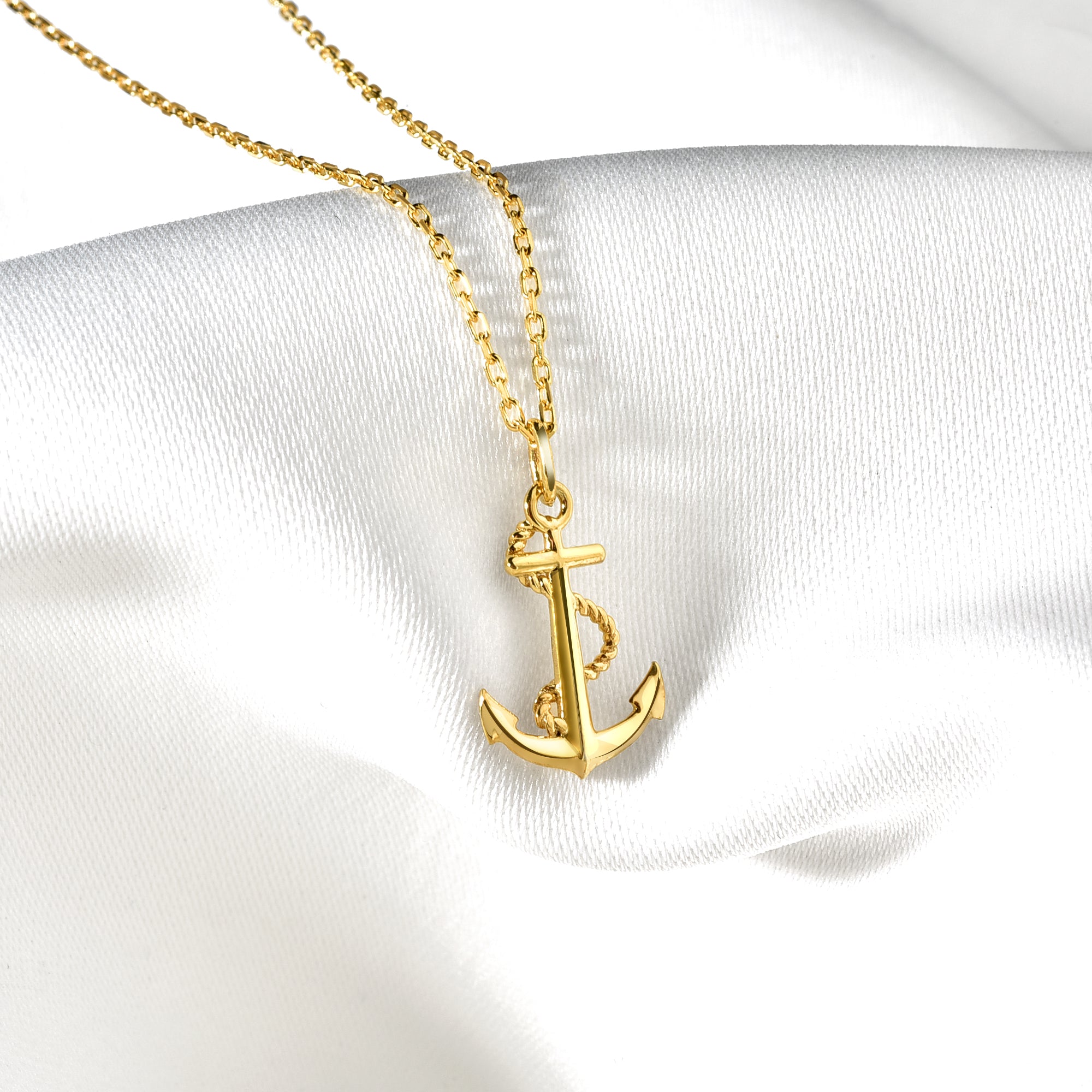 Nautical Anchor Diamond Necklace 14K Gold / Silver