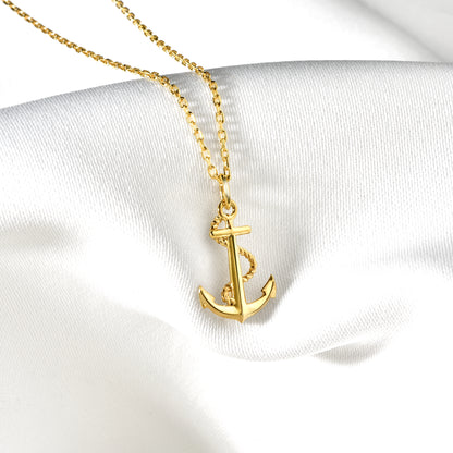 Nautical Anchor Diamond Necklace 14K Gold / Silver