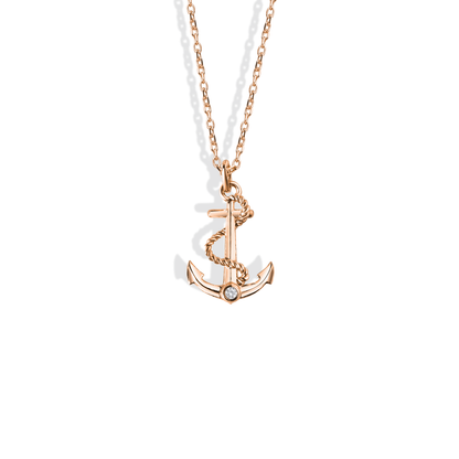 Nautical Anchor Diamond Necklace 14K Gold / Silver