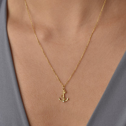 Nautical Anchor Necklace 14K Gold / Silver hand crafted anchor pendant necklace