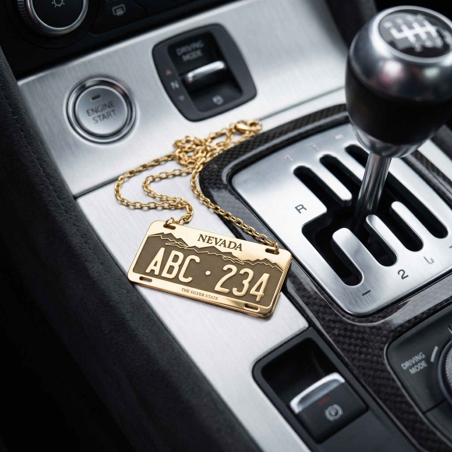 Nevada Car License Plate Custom Necklace 14K Gold / Silver
