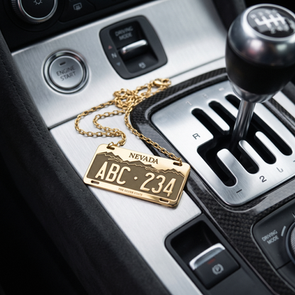 Nevada Car License Plate Custom Necklace 14K Gold / Silver