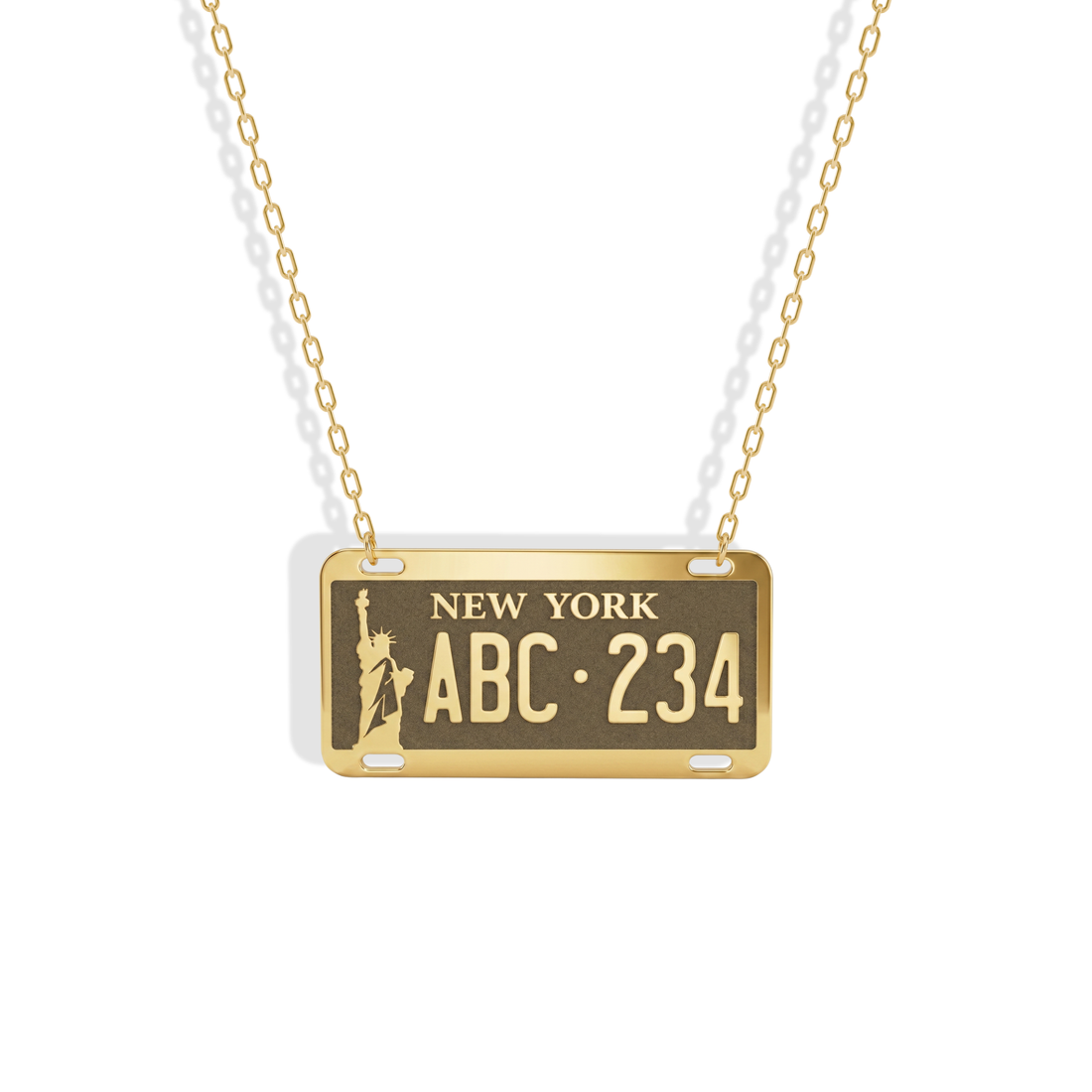 New York Car License Plate Custom Necklace 14K Gold / Silver