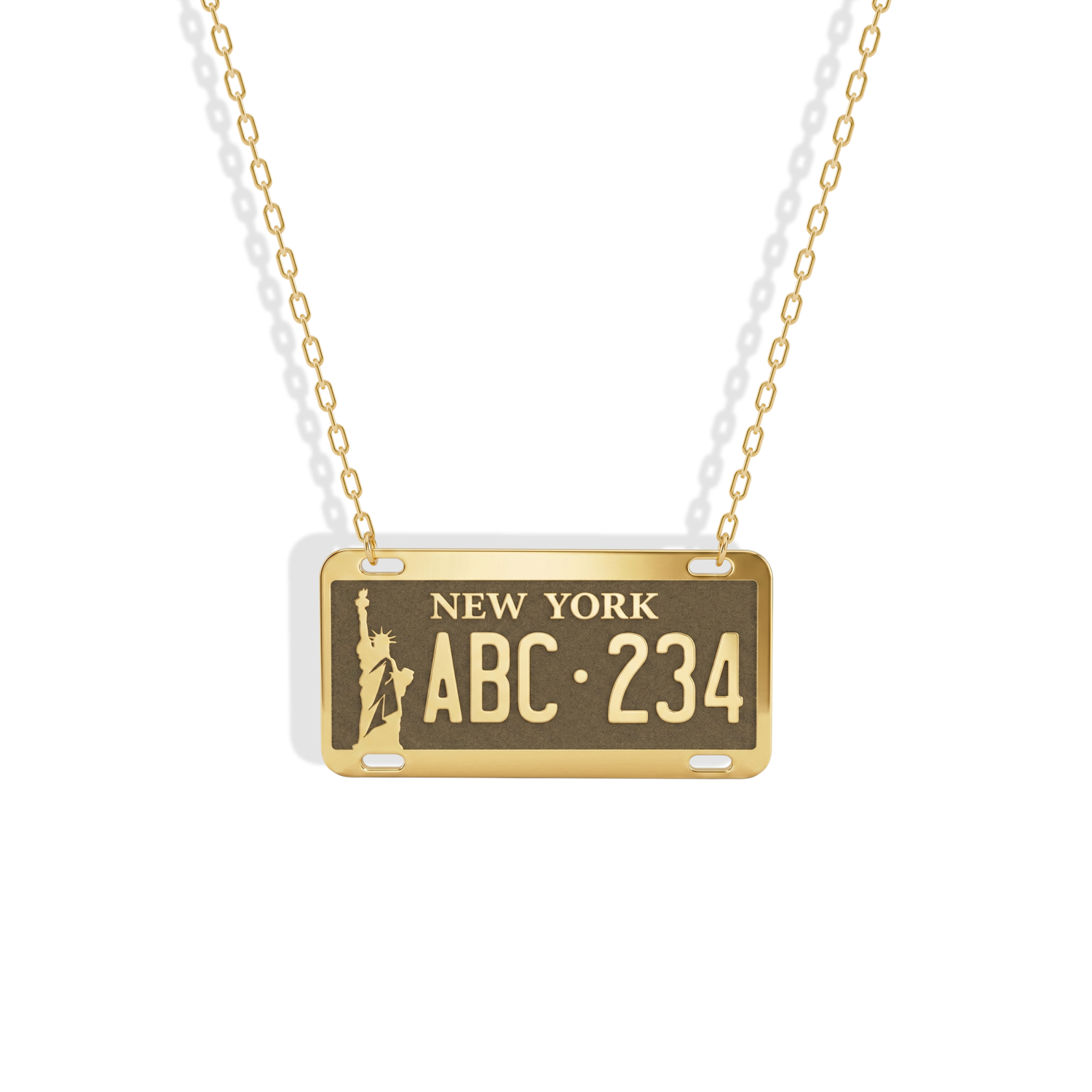 New York Car License Plate Custom Necklace 14K Gold / Silver