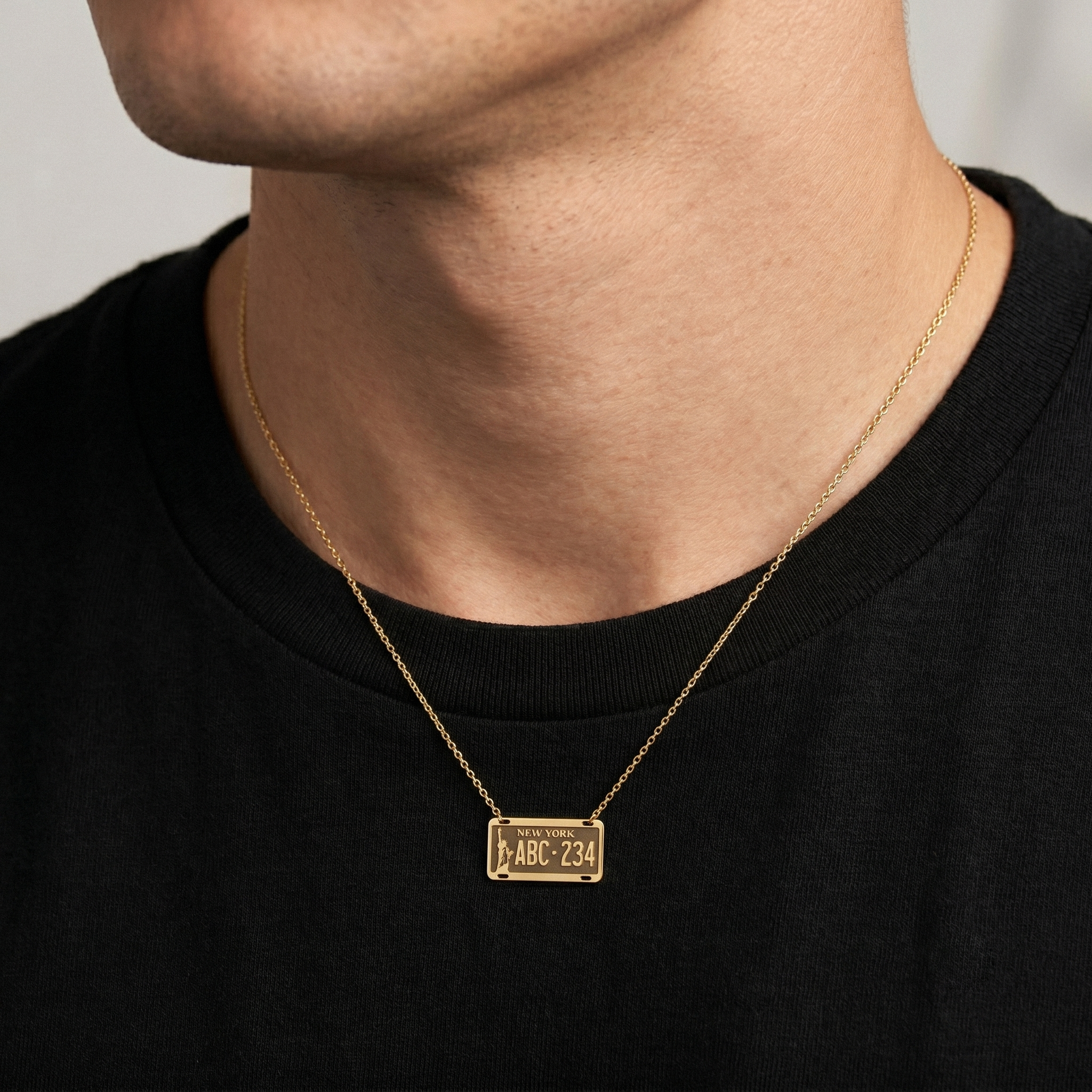 Personalized New York Car License Plate Custom Necklace in 14K Gold or Silver. Handmade Jewelry, NY Plate Necklace, perfect Gift For Him &amp; car lovers.