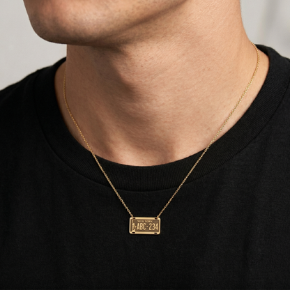 Personalized New York Car License Plate Custom Necklace in 14K Gold or Silver. Handmade Jewelry, NY Plate Necklace, perfect Gift For Him &amp; car lovers.