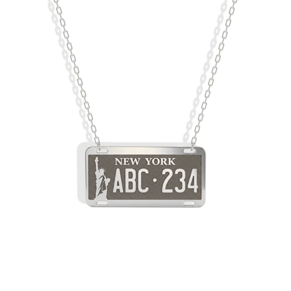 New York Car License Plate Custom Necklace 14K Gold / Silver