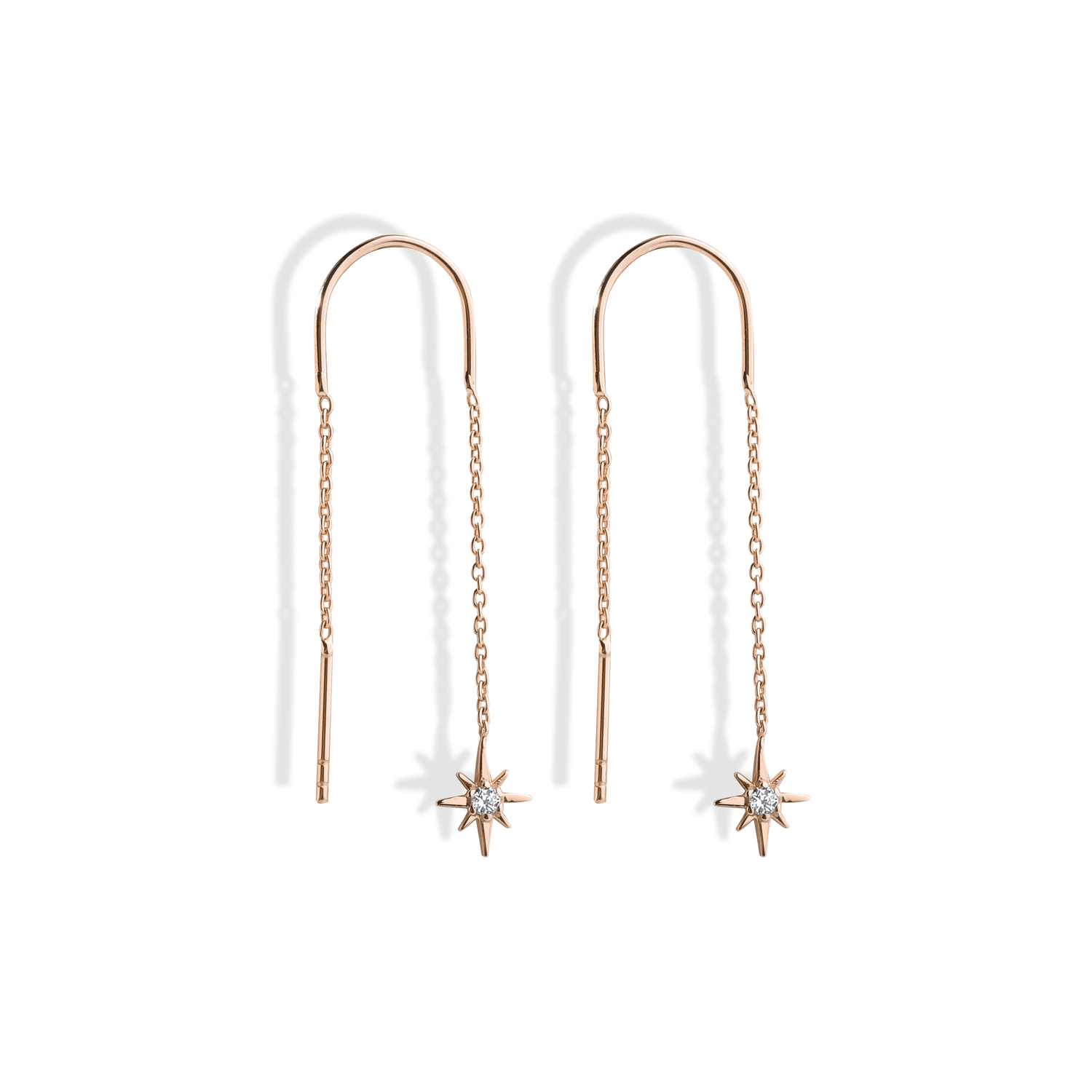 North Star Drop Earrings Diamond 14k Gold / Silver