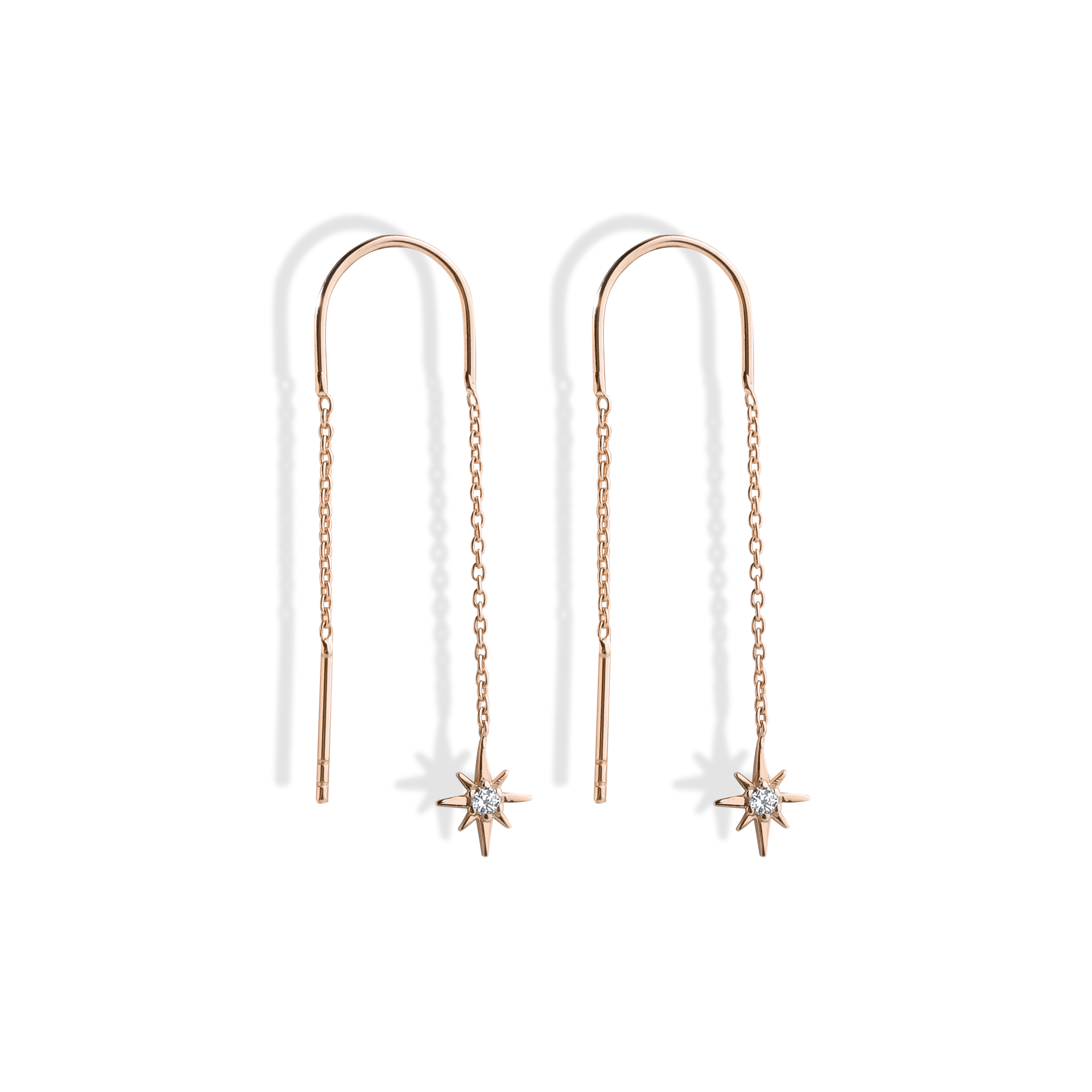 North Star Drop Earrings Diamond 14k Gold / Silver