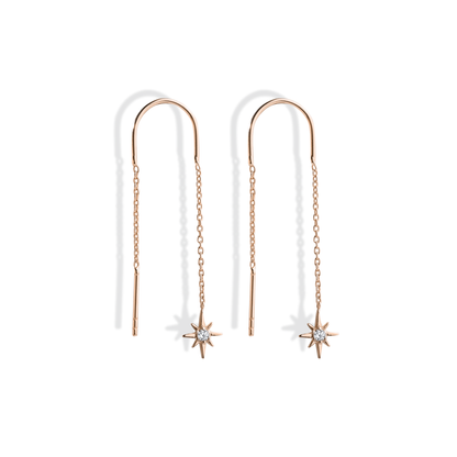 North Star Drop Earrings Diamond 14k Gold / Silver