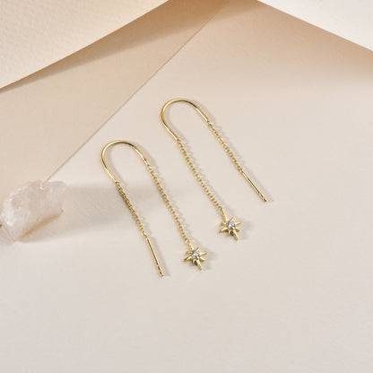 North Star Drop Earrings Diamond 14k Gold / Silver