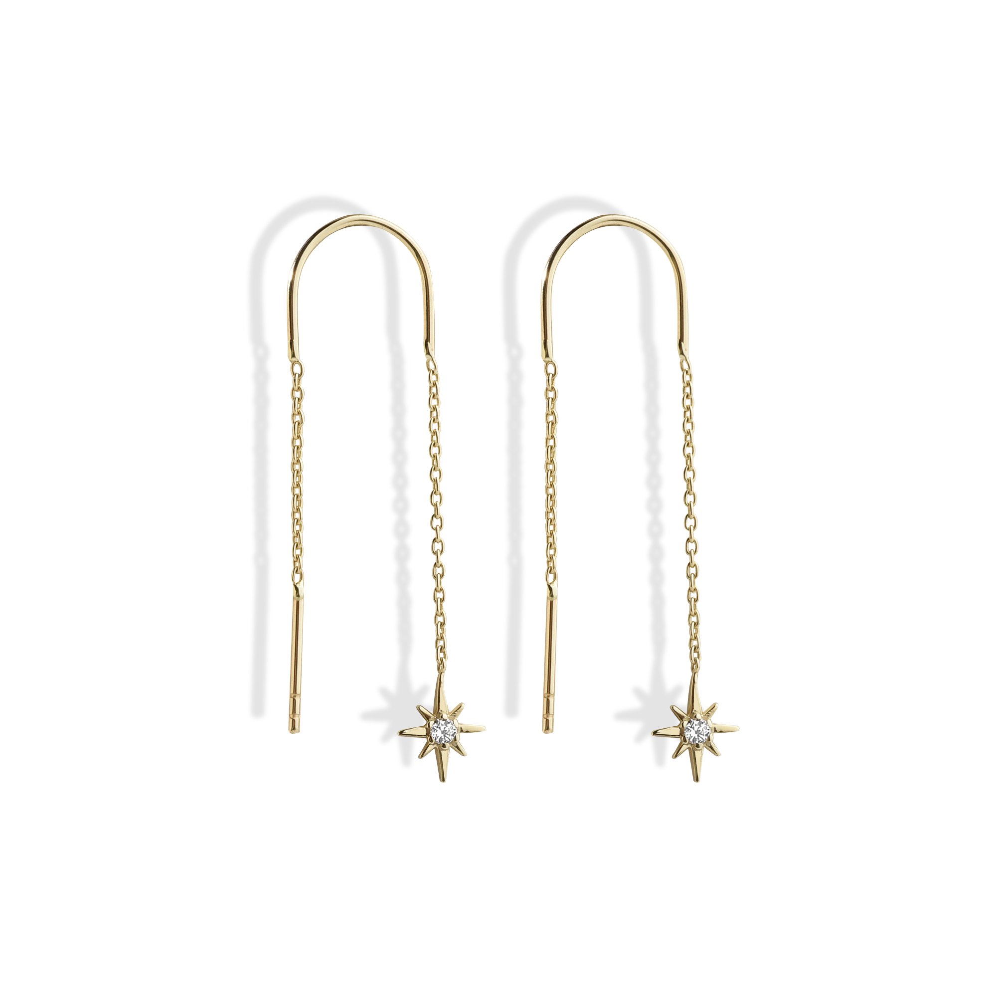North Star Drop Earrings Diamond 14k Gold / Silver