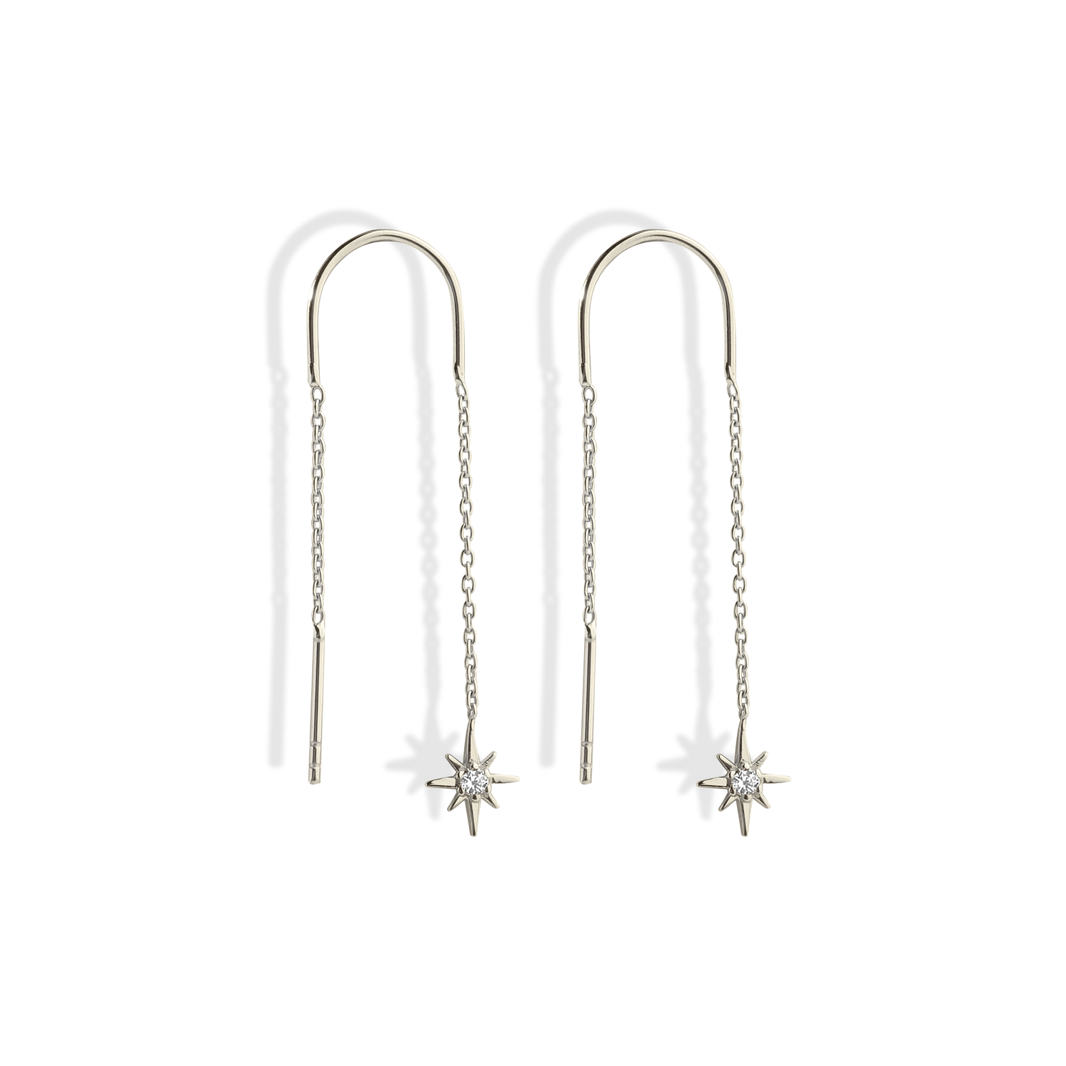 North Star Drop Earrings Diamond 14k Gold / Silver