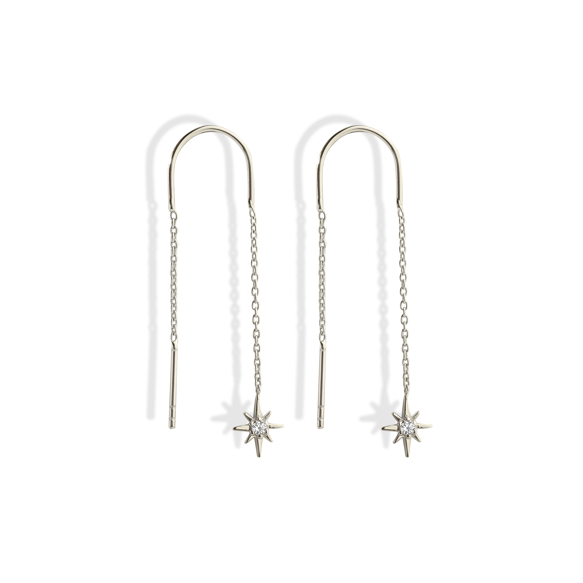 North Star Drop Earrings Diamond 14k Gold / Silver