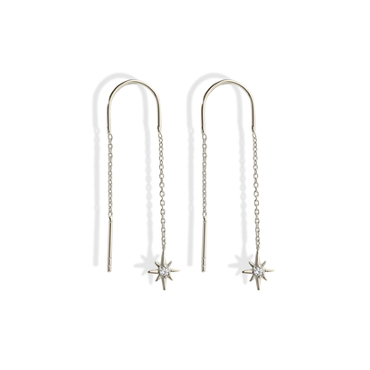 North Star Drop Earrings Diamond 14k Gold / Silver