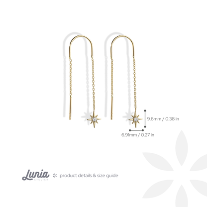 North Star Drop Earrings Diamond 14k Gold / Silver