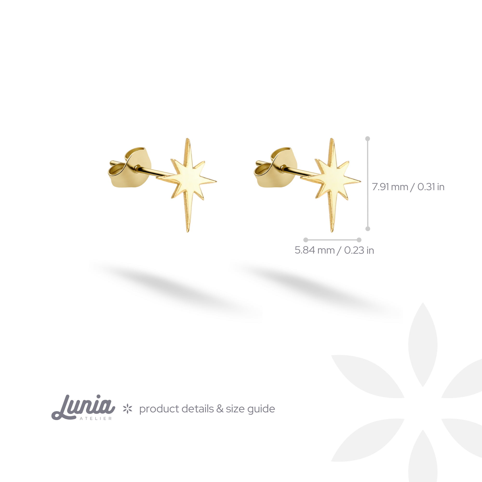 North Star Earrings 14K Gold