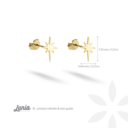 North Star Earrings 14K Gold