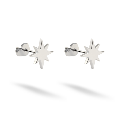 North Star Stud Earrings 14K Gold / Silver