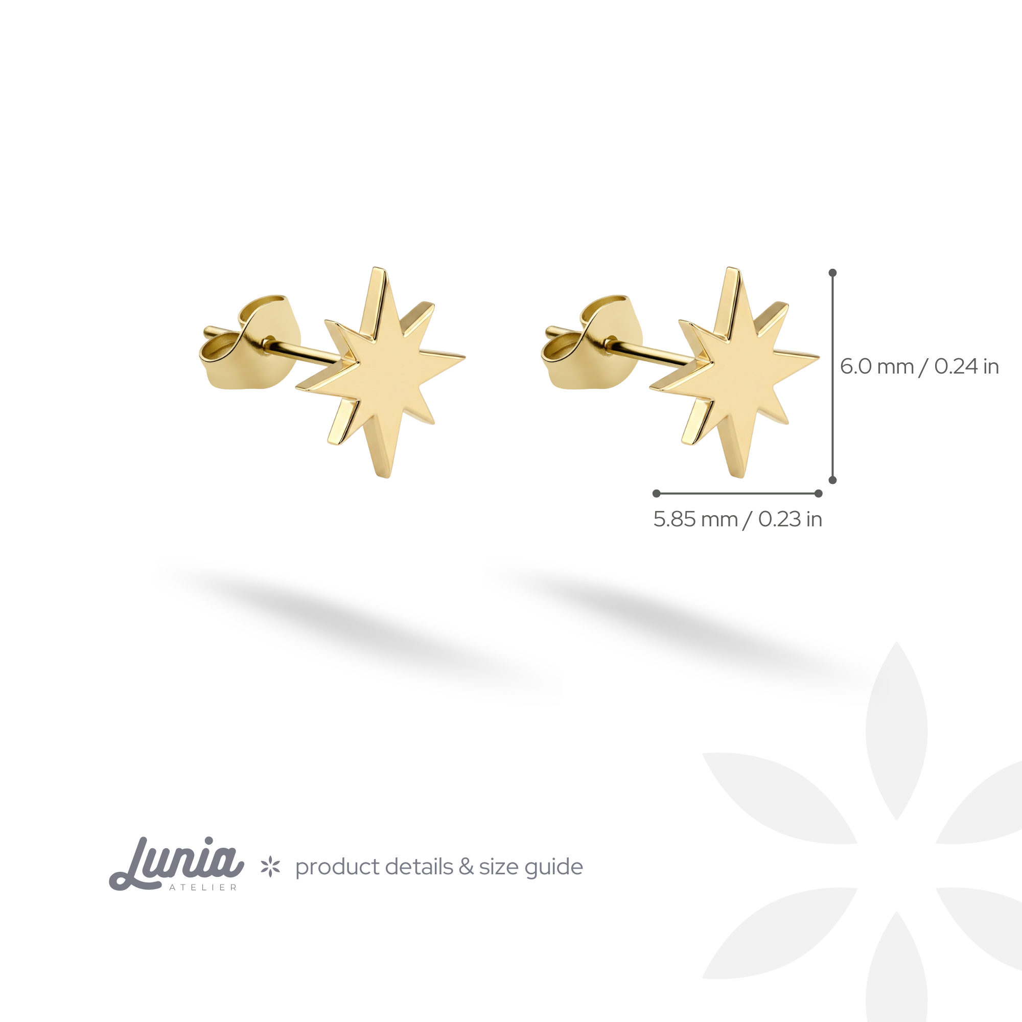North Star Stud Earrings 14K Gold / Silver