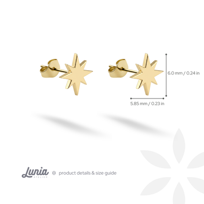 North Star Stud Earrings 14K Gold / Silver