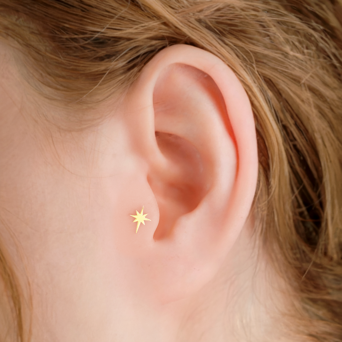 NorthStar Flatback Ear Piercing 14K Gold