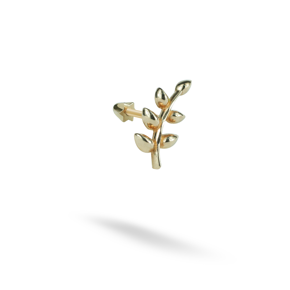 Olive Branch Flatback Ear Piercing 14K Gold