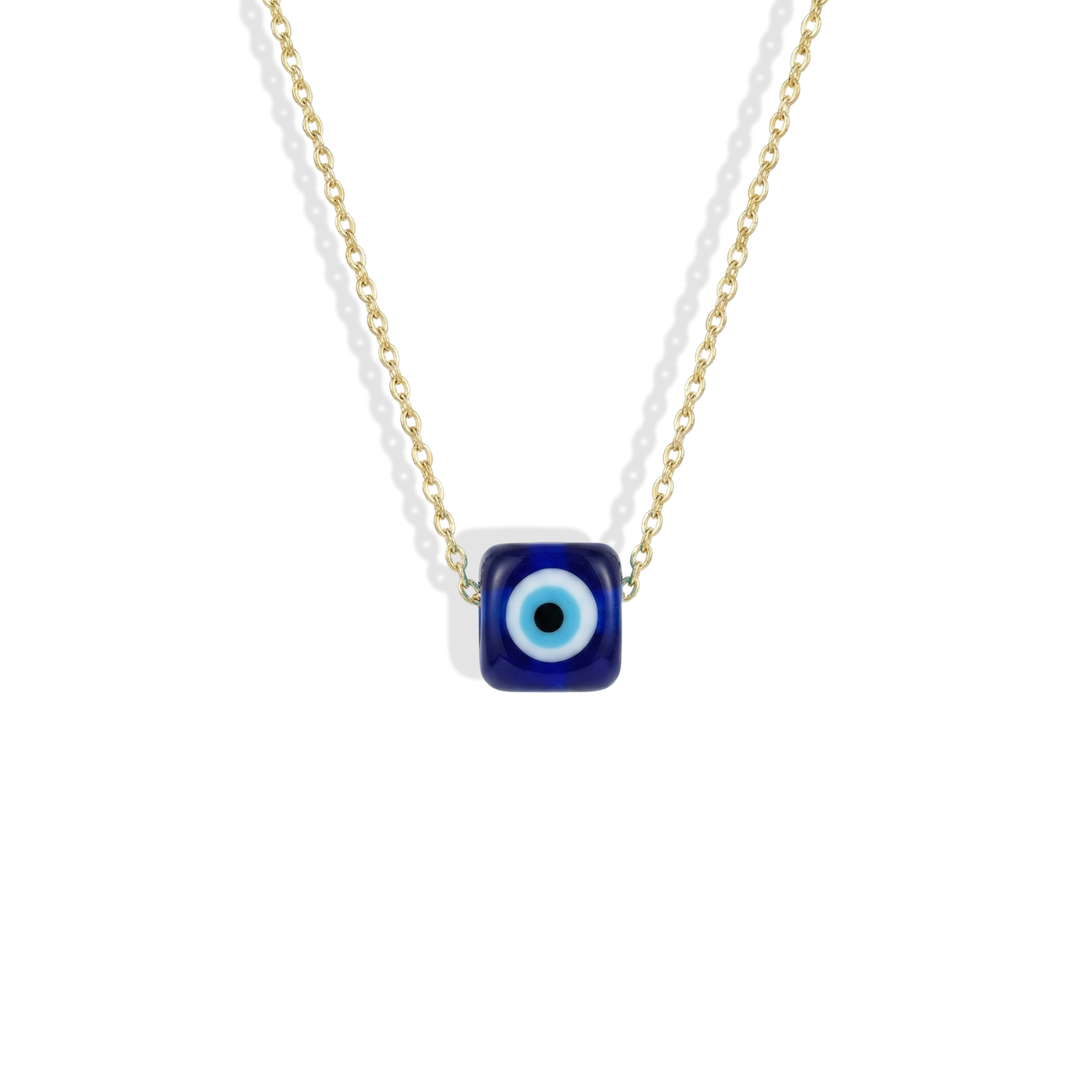 Hand made Opal Cube Evil Eye Deep Blue Necklace featuring eye gold necklace style and nickel free finish