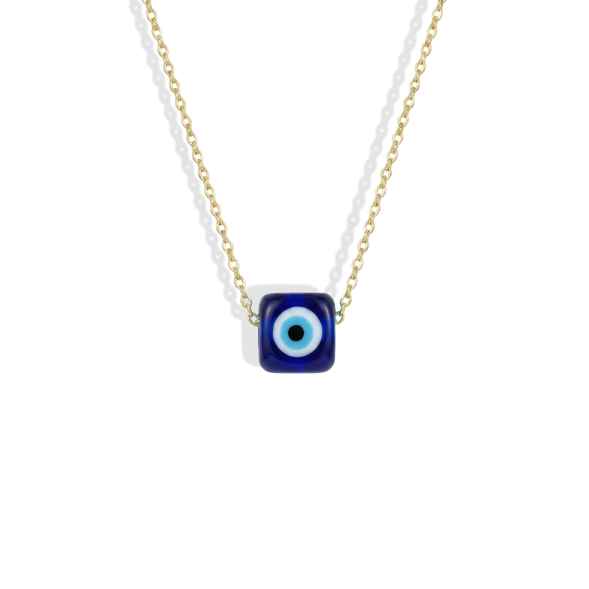 Hand made Opal Cube Evil Eye Deep Blue Necklace featuring eye gold necklace style and nickel free finish