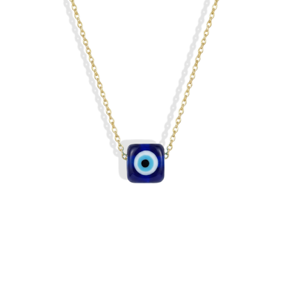Hand made Opal Cube Evil Eye Deep Blue Necklace featuring eye gold necklace style and nickel free finish