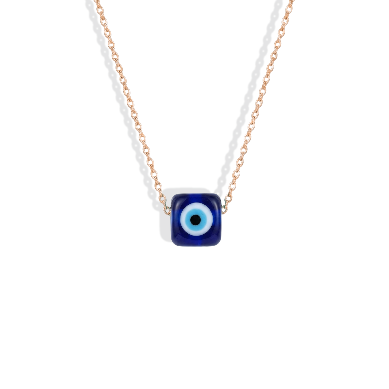 Opal Cube Evil Eye Deep Blue Necklace 14K Gold / Silver