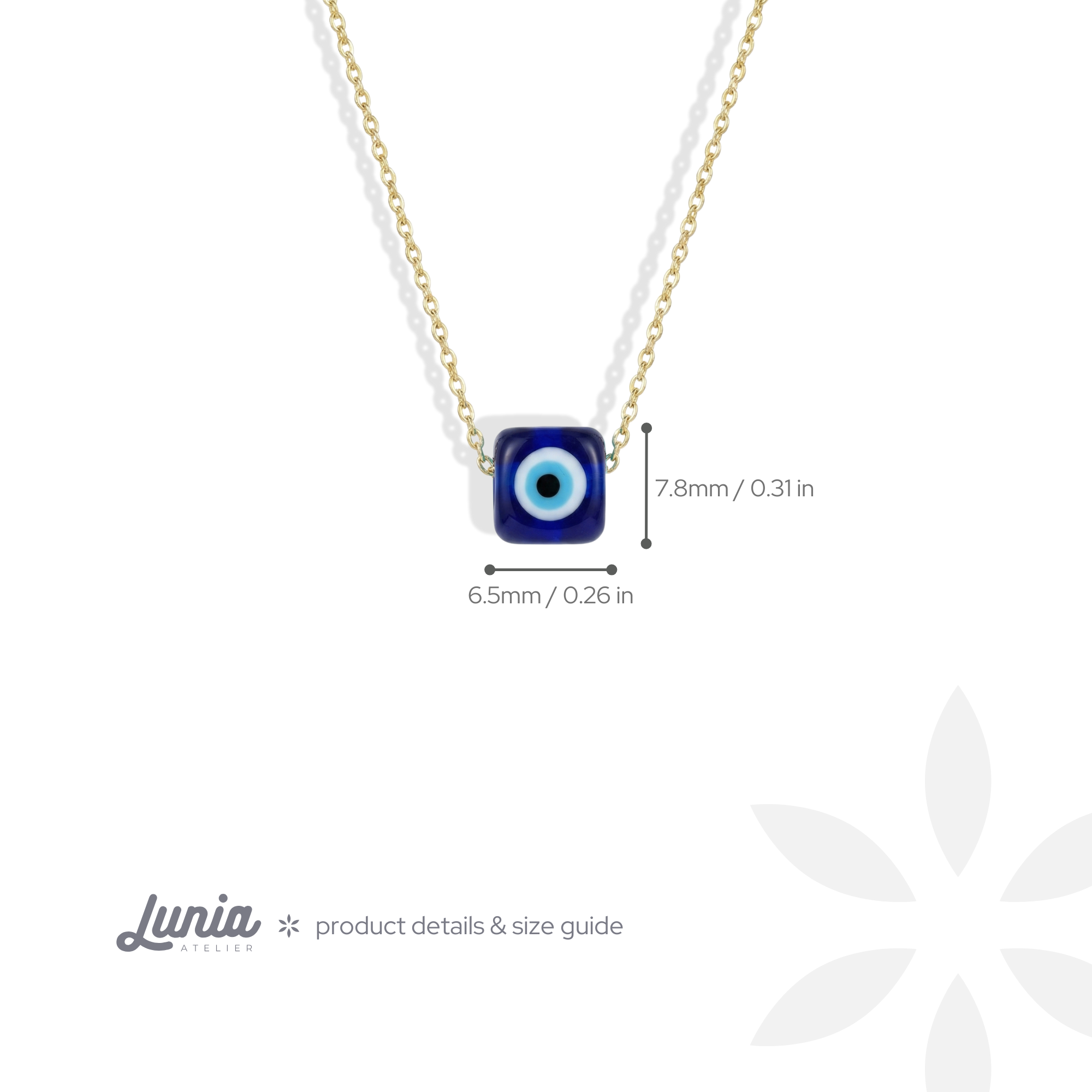 Opal Cube Evil Eye Deep Blue Necklace 14K Gold / Silver