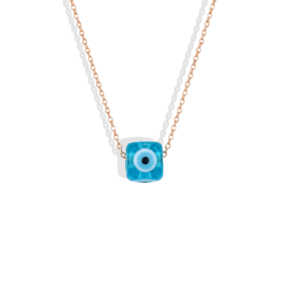 Opal Cube Evil Eye Turquoise Necklace 14K Gold / Silver