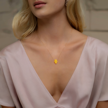 Hamsa Opal Pendant Necklace in 14K Gold