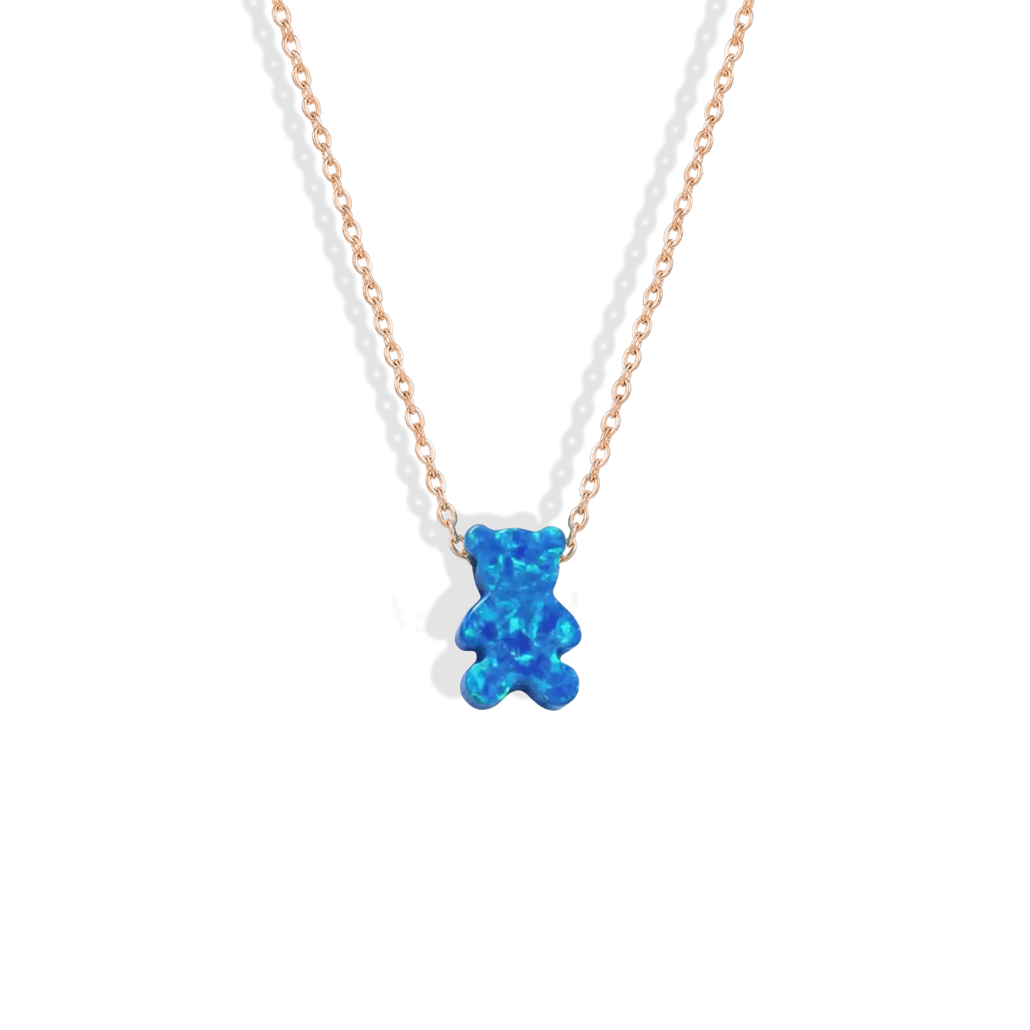 Opal Teddy Bear Necklace 14K Gold / Silver