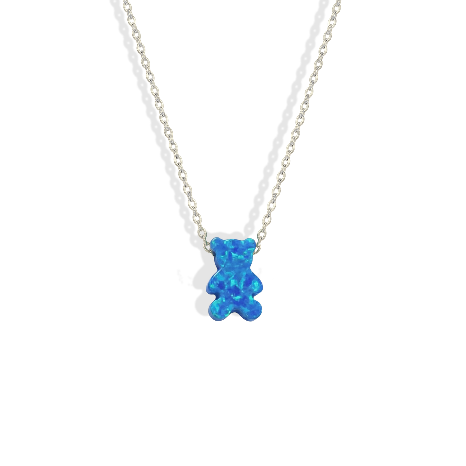 Opal Teddy Bear Necklace 14K Gold / Silver