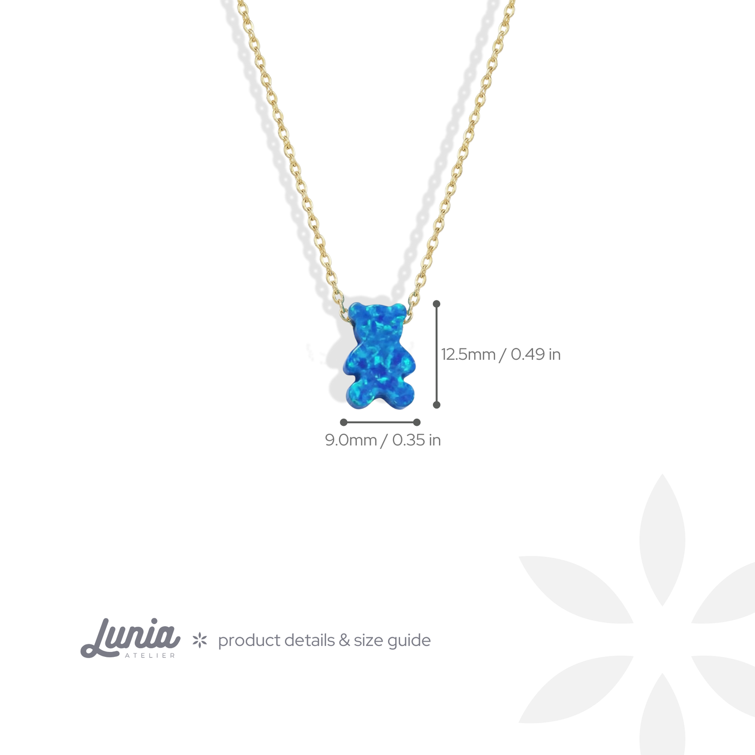 Opal Teddy Bear Necklace 14K Gold / Silver