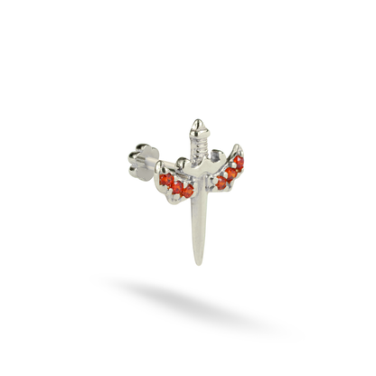 Orange Sword Flatback Ear Piercing 14K Gold with CZ Stone