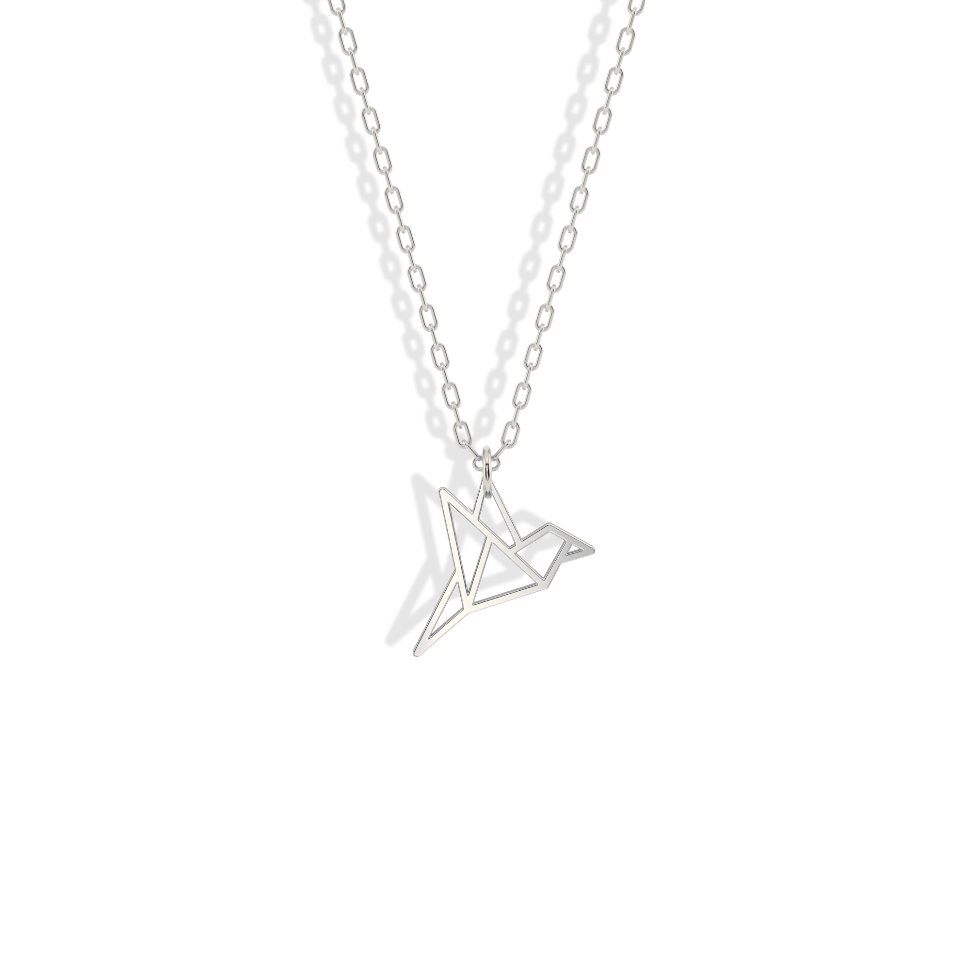 Origami Bird Pendant Necklace 14K Gold / Silver