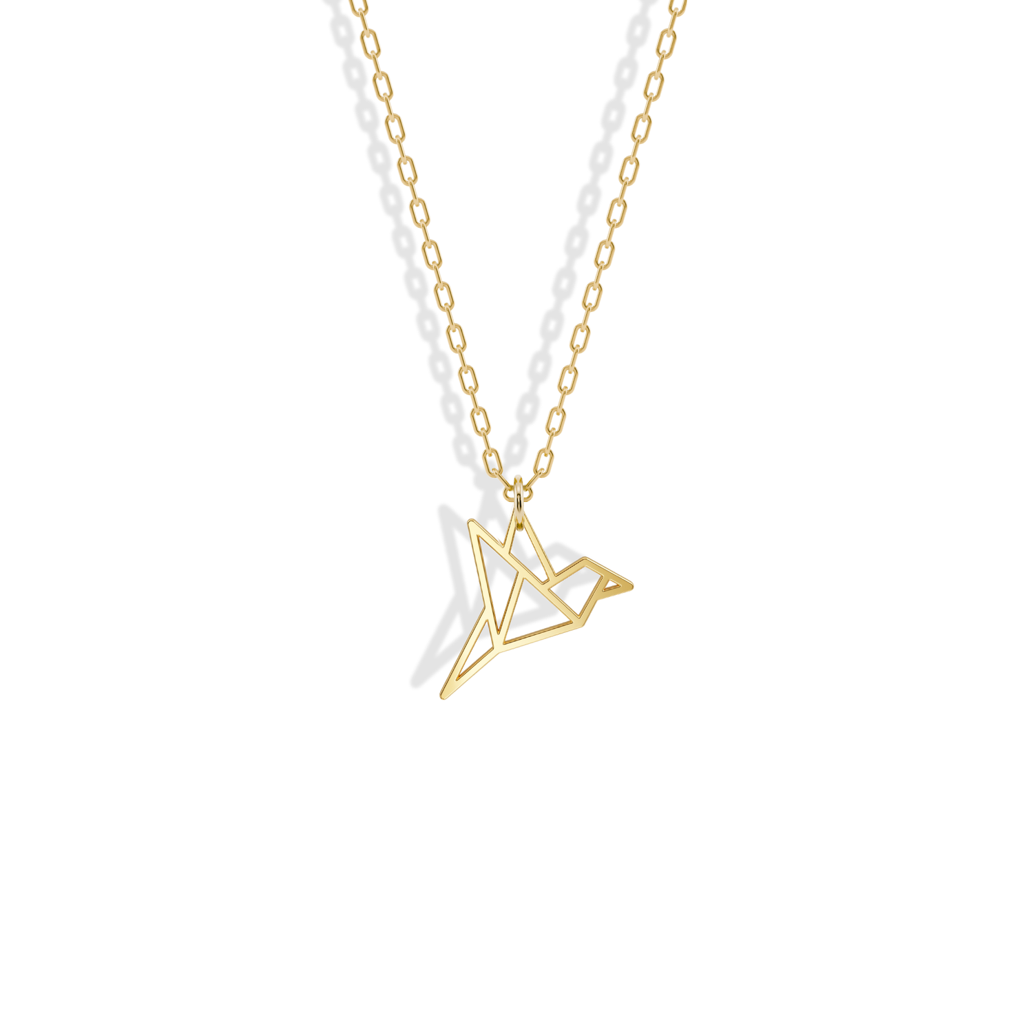 Origami Bird Pendant Necklace 14K Gold / Silver