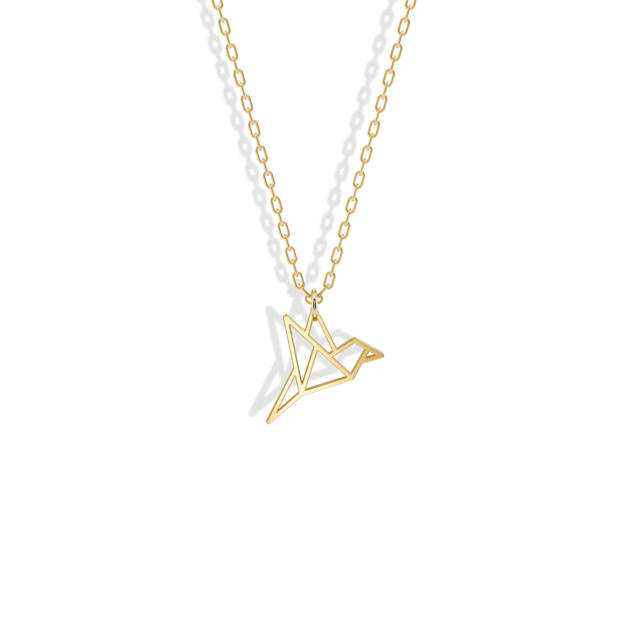 Origami Bird Pendant Necklace 14K Gold / Silver