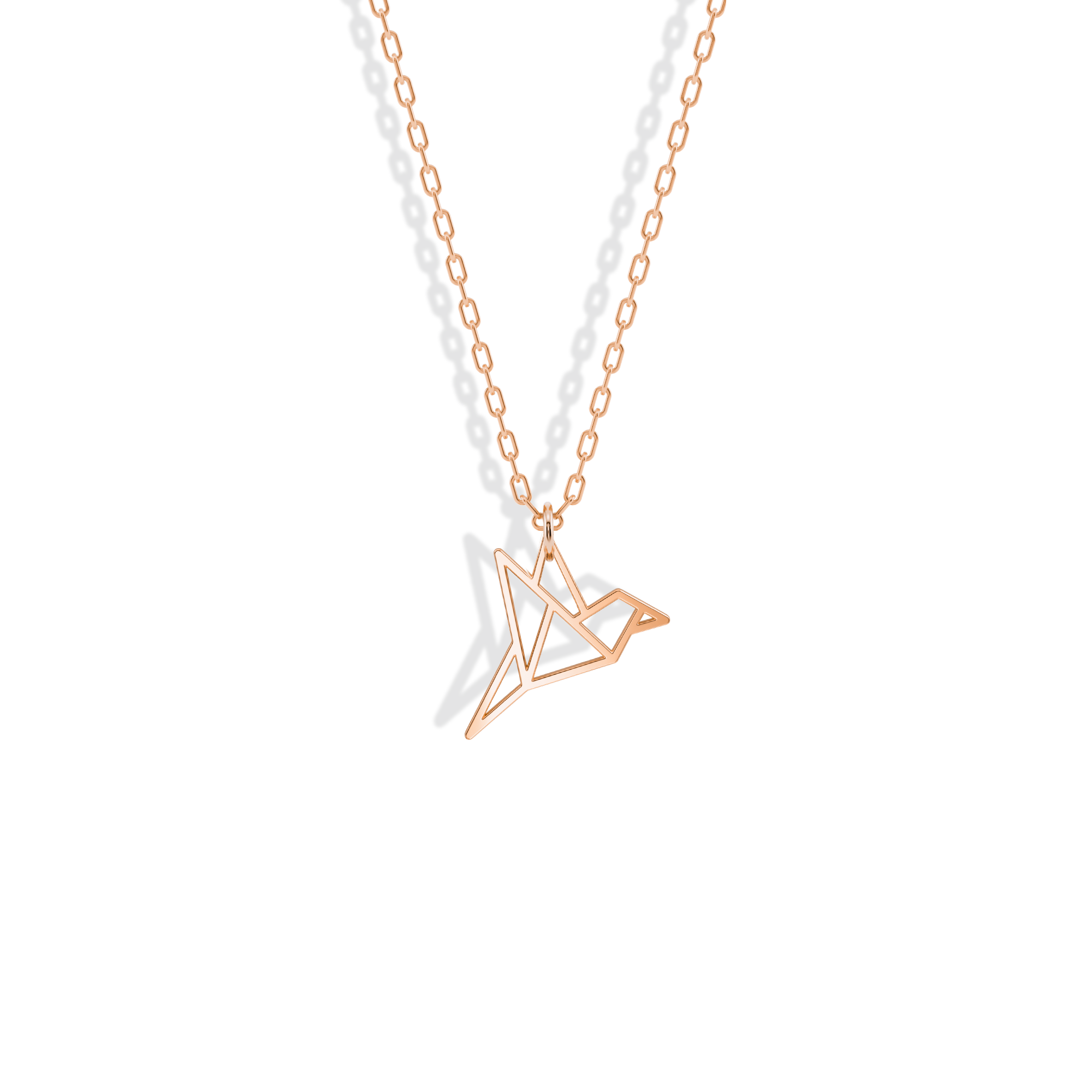 Origami Bird Pendant Necklace 14K Gold / Silver