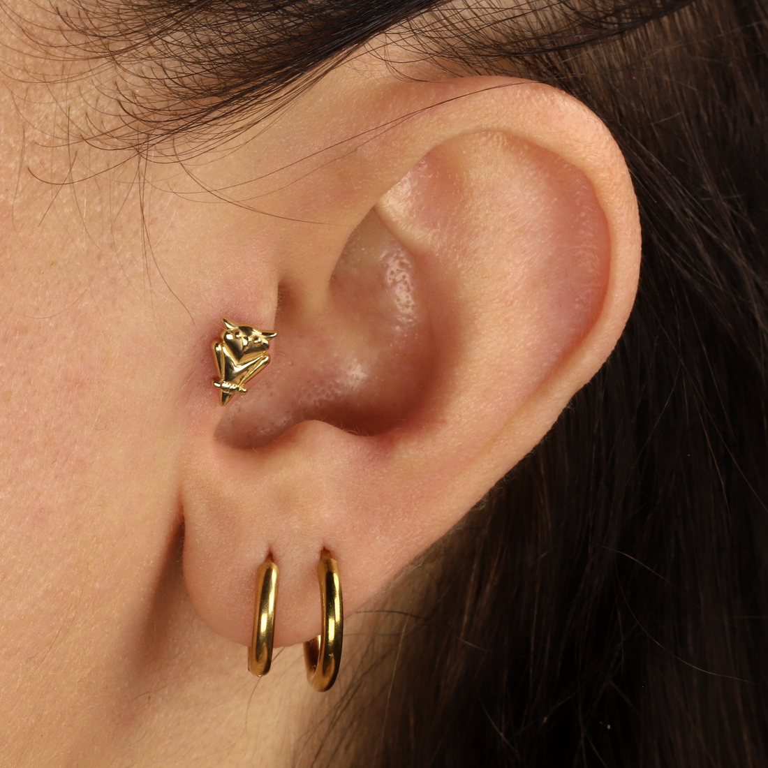 Owl Flatback Ear Piercing 14K Gold