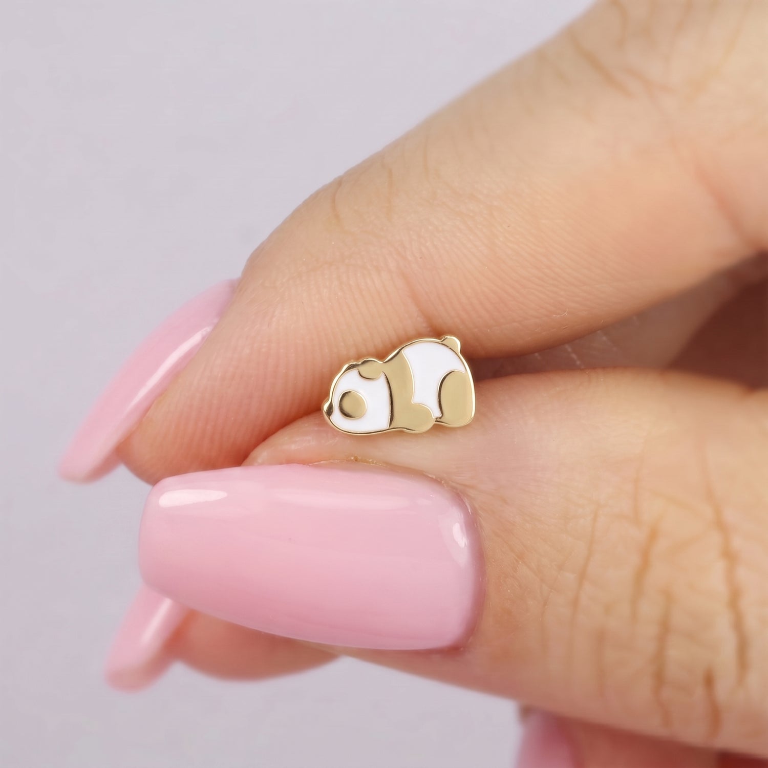 Panda Flatback Ear Piercing 14K Gold / Silver