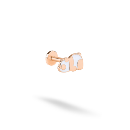 Cute Panda flatback ear piercing in 14K Gold or Silver, featuring a Baby Panda design. A charming Panda Bear Earring and Panda Lover Gift.