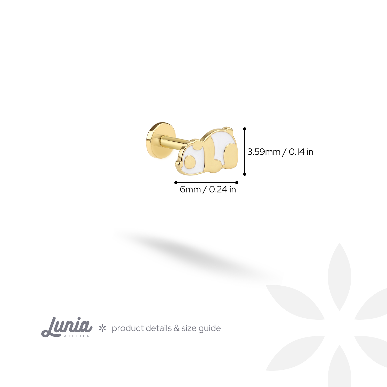 Panda Flatback Ear Piercing 14K Gold / Silver