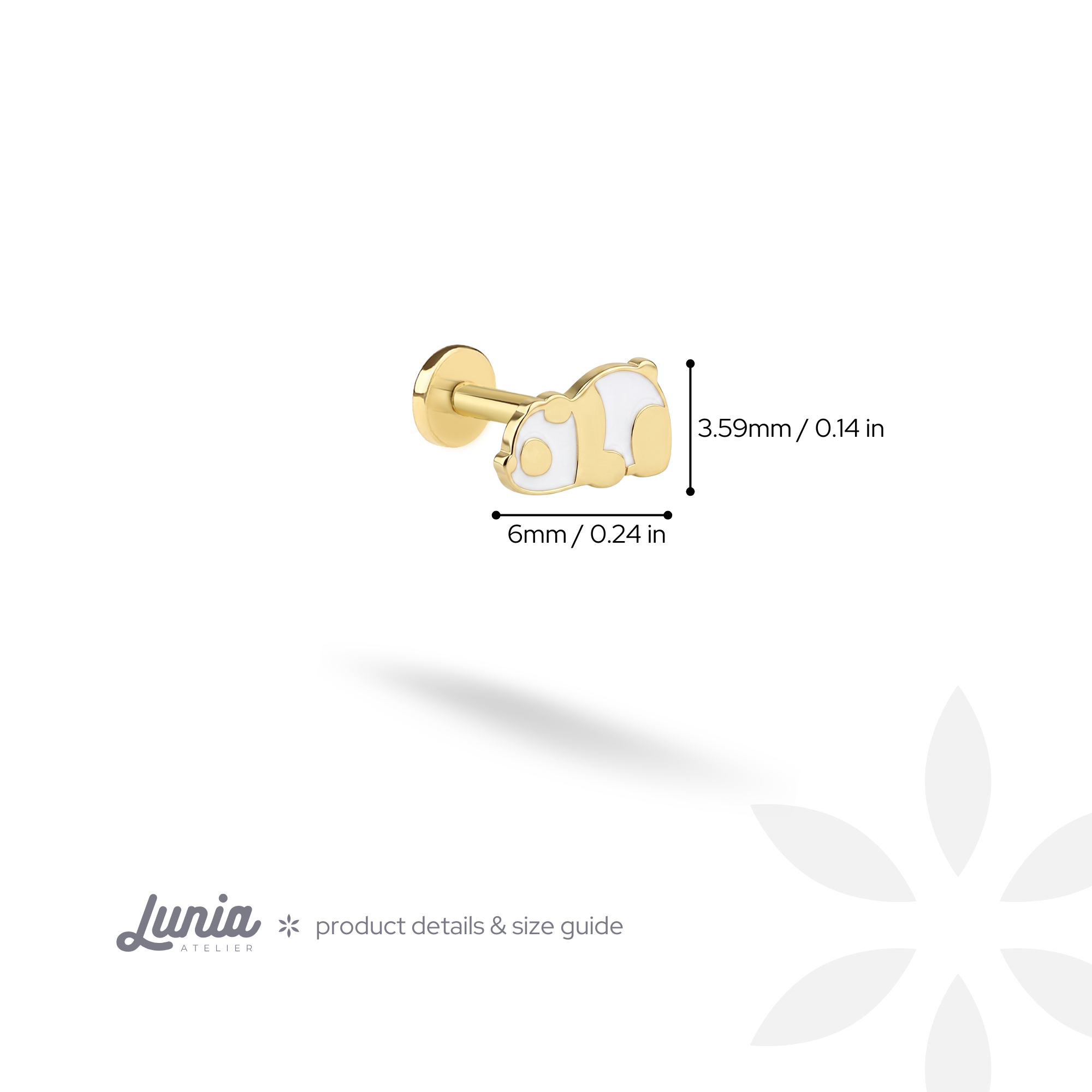 Panda Flatback Ear Piercing 14K Gold / Silver